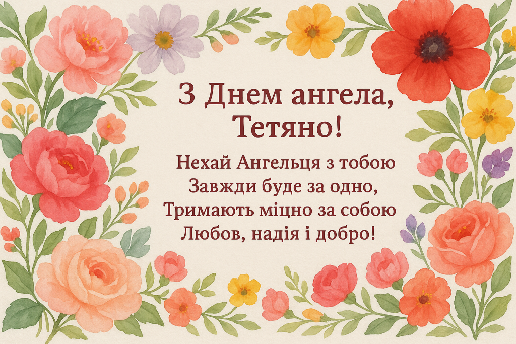 Листівка з днем янгола Тетяно