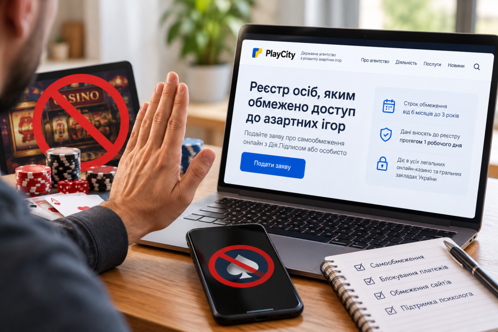 Як заблокувати себе в казино — самообмеження через реєстр PlayCity